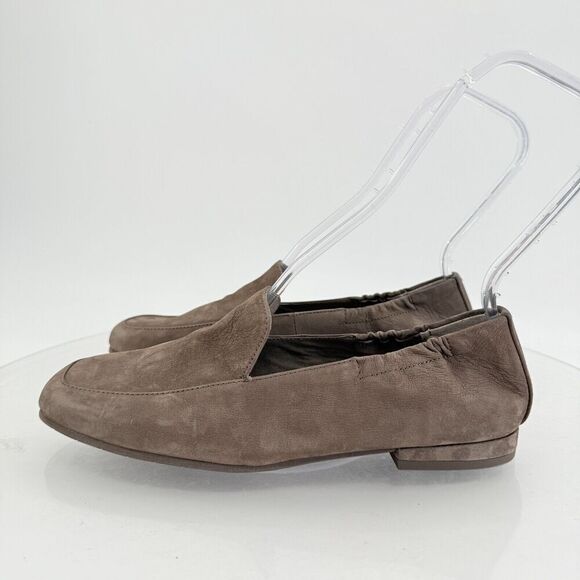 Eileen Fisher Sim Tumbled Nubuck Rye Taupe Suede Square Toe Loafer Flats Sz 8.5 - Picture 6 of 16